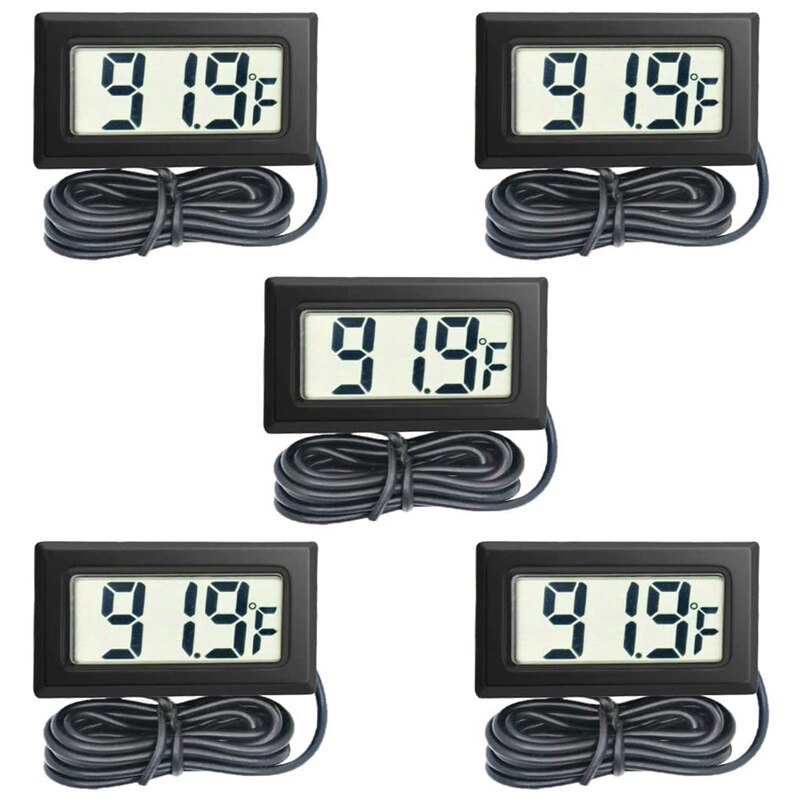 Digitale Indoor Thermometer Temperatuurmeter Lcd-scherm Met Sonde 5 Pack: Default Title