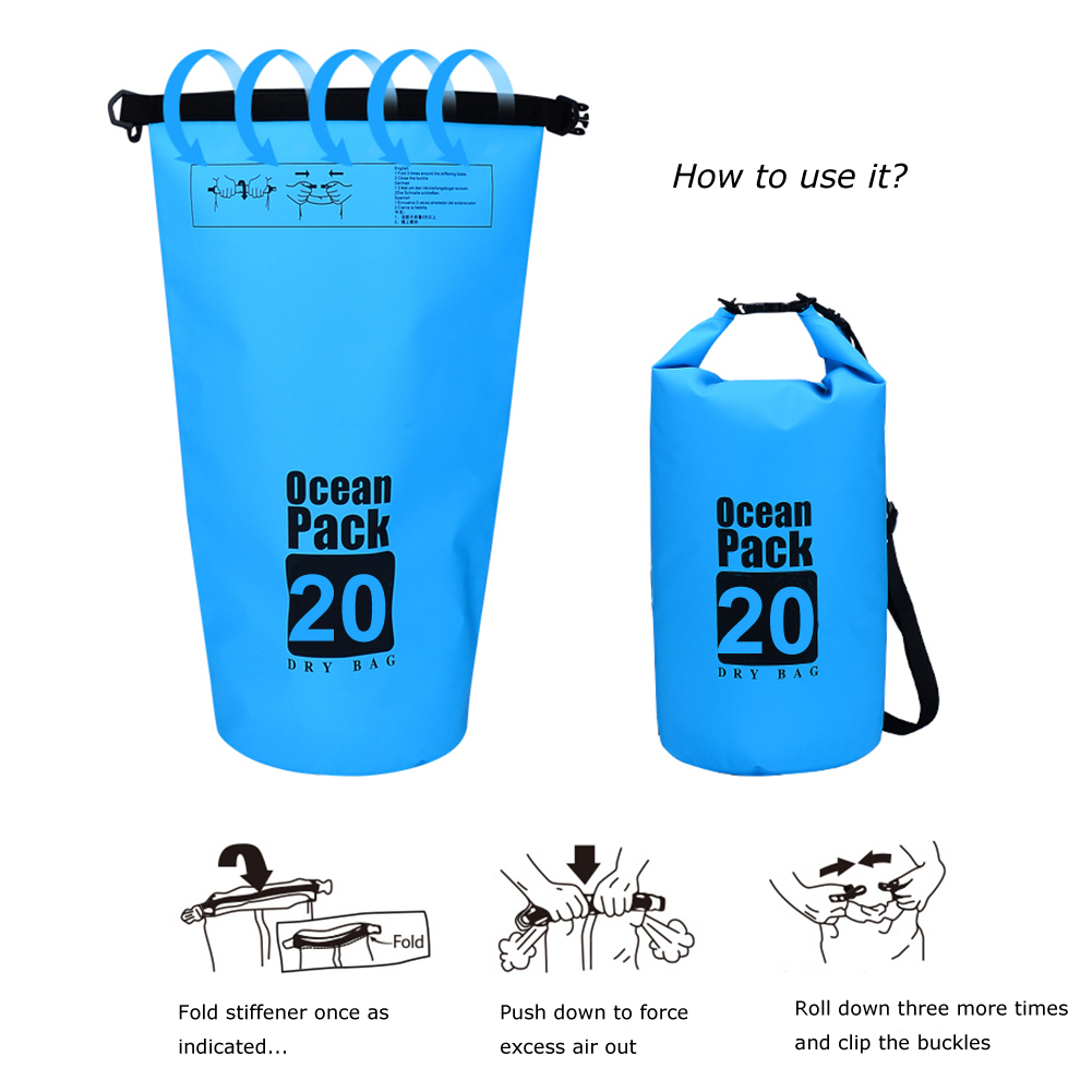 20l vandtæt vandafvisende tørpose sæk opbevaringspose pose svømning udendørs kajakroning kano flod trekking sejlsport