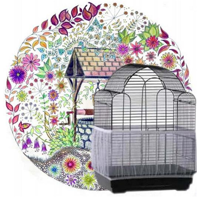 Nylon Mesh Bird Cage Cover Seed Bird Parrot Cover Soft Easy Cleaning Nylon Airy Fabric Catcher Bird Accessories Supplies