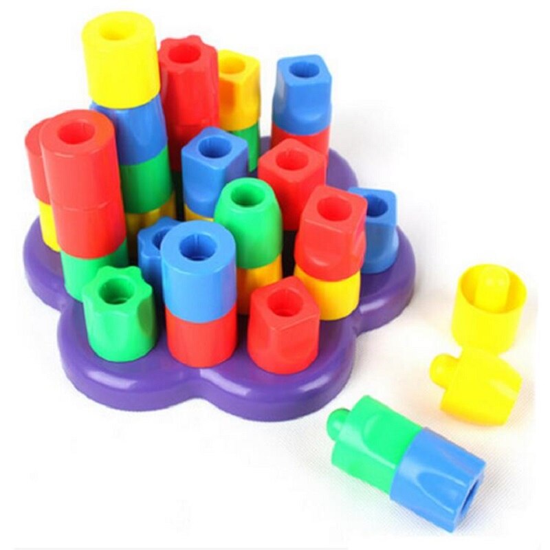 Giocattoli educativi per bambini arcobaleno manica 1-2-3 anni di età del bambino Jenga mucchio per bambini a mano bilanciamento del gioco