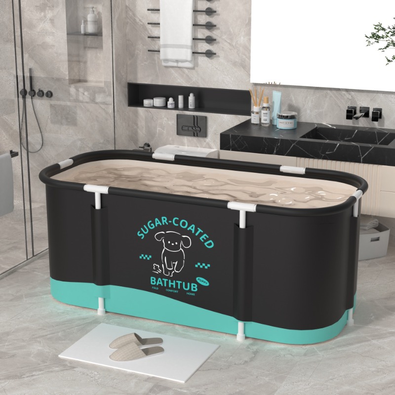 Bath Bucket Adult Foldable Bath Bathtub Thickened Household Bathtub Save Space Double Person Bath Tub Free Assembly Ice Bucket: DARK GRAY
