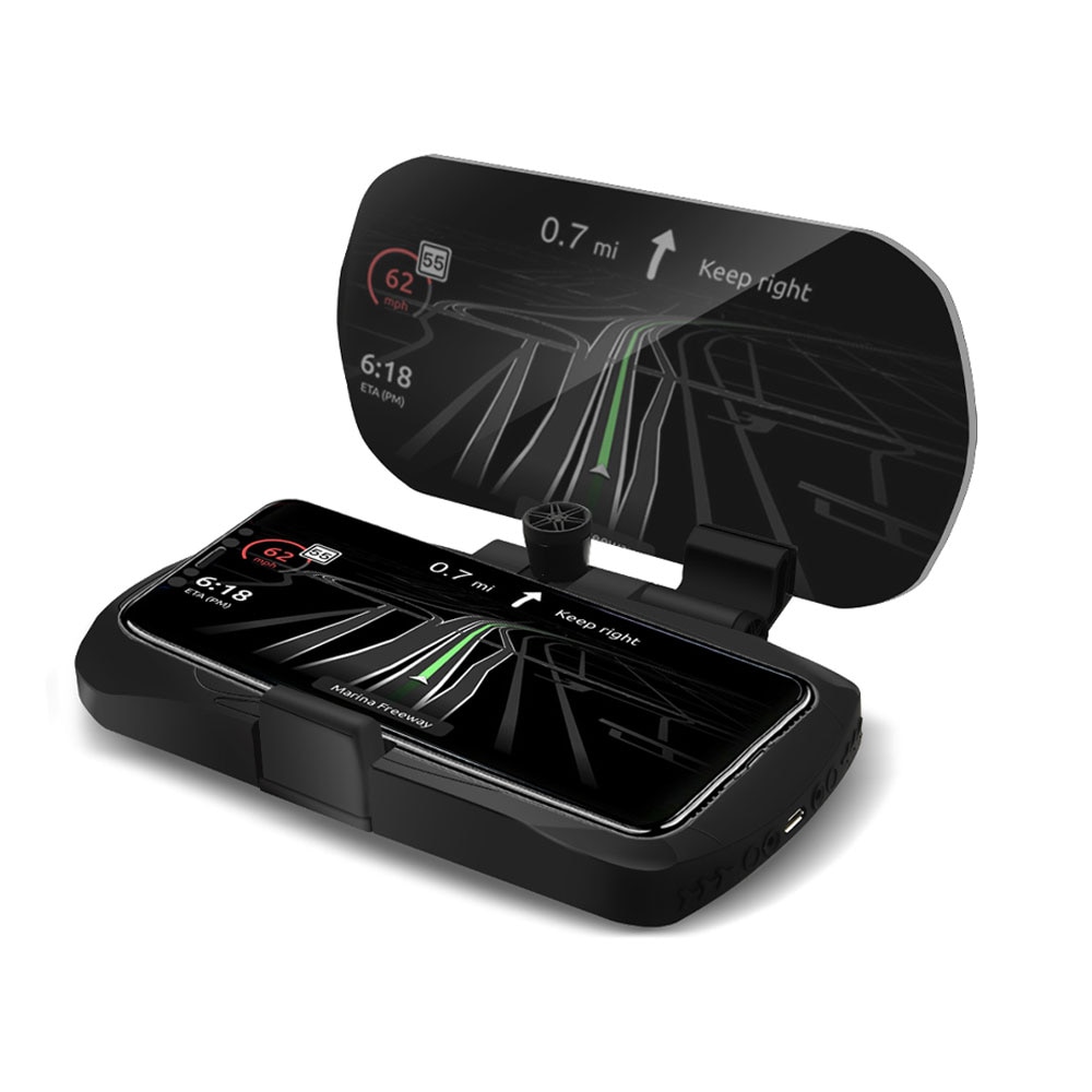 HUD-support Mobile pour téléphone | 10W, chargeur sans fil, Navigation GPS, projecteur de vitesse, support de chargement de voiture