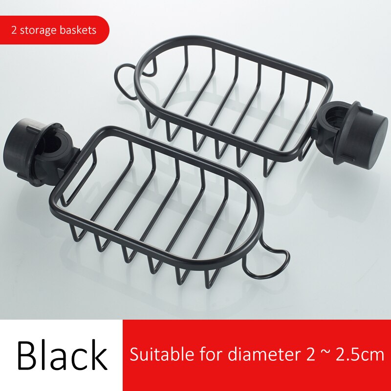 Ellen bad bruser skydestang holder med sæbekurv shampoo holder sort skydestang med håndbruser elm 294: Sort 2