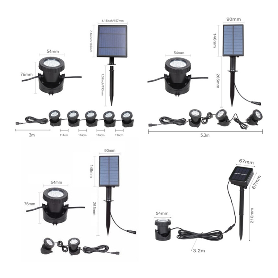 Thrisdar-luces solares subacuáticas cambiables IP68 RGB, foco bajo el agua, luz para piscina, fuentes, estanque y Acuario