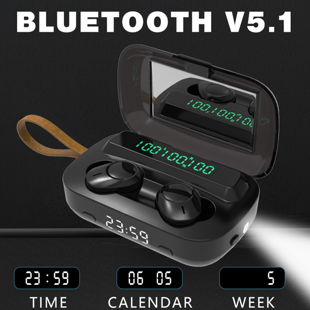 M13 TWS Wireless Waterproof Bluetooth 5.1 Headset with Microphone LED Display