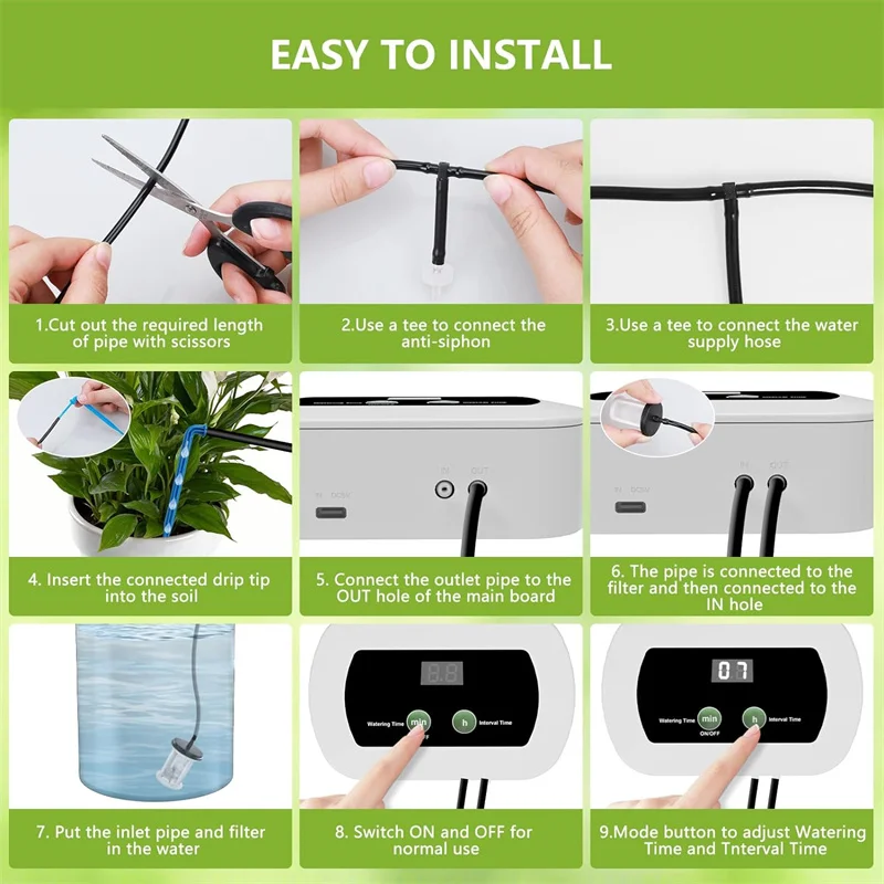 Kit de riego por goteo para plantas en maceta, sistema de riego automático para jardín, balcón, invernadero, bricolaje