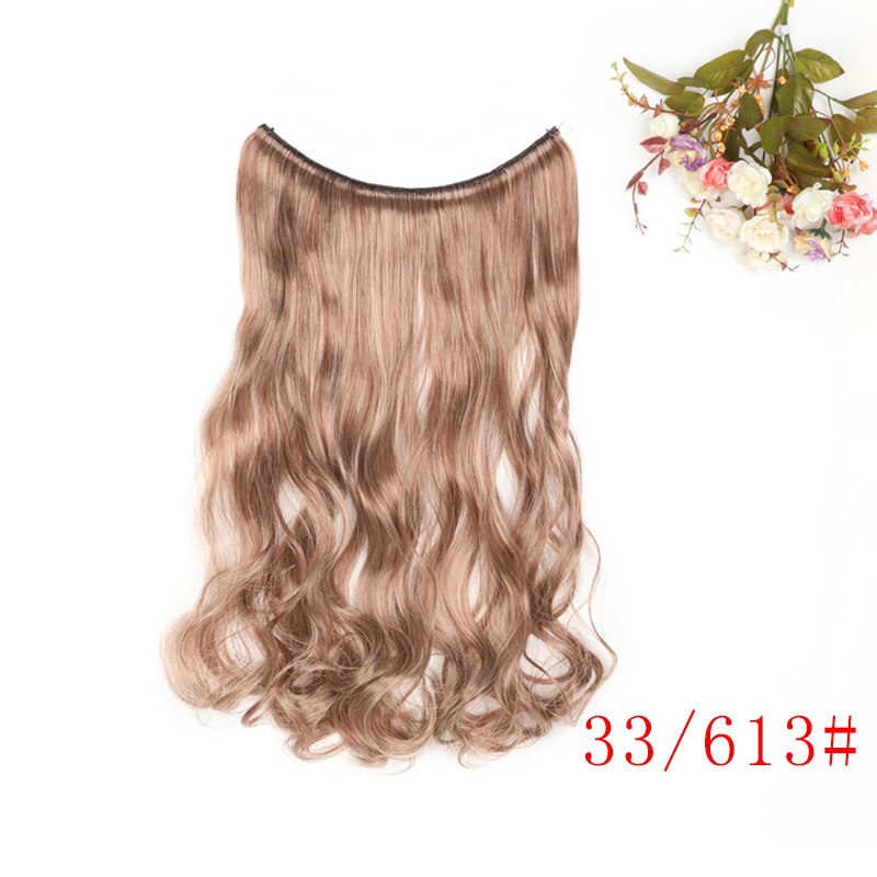 MERISI HAIR 24" Invisible Wire No Clips In Hair Extensions Secret Fish Line Hairpieces Synthetic Wavy Hair Extensions: J33613