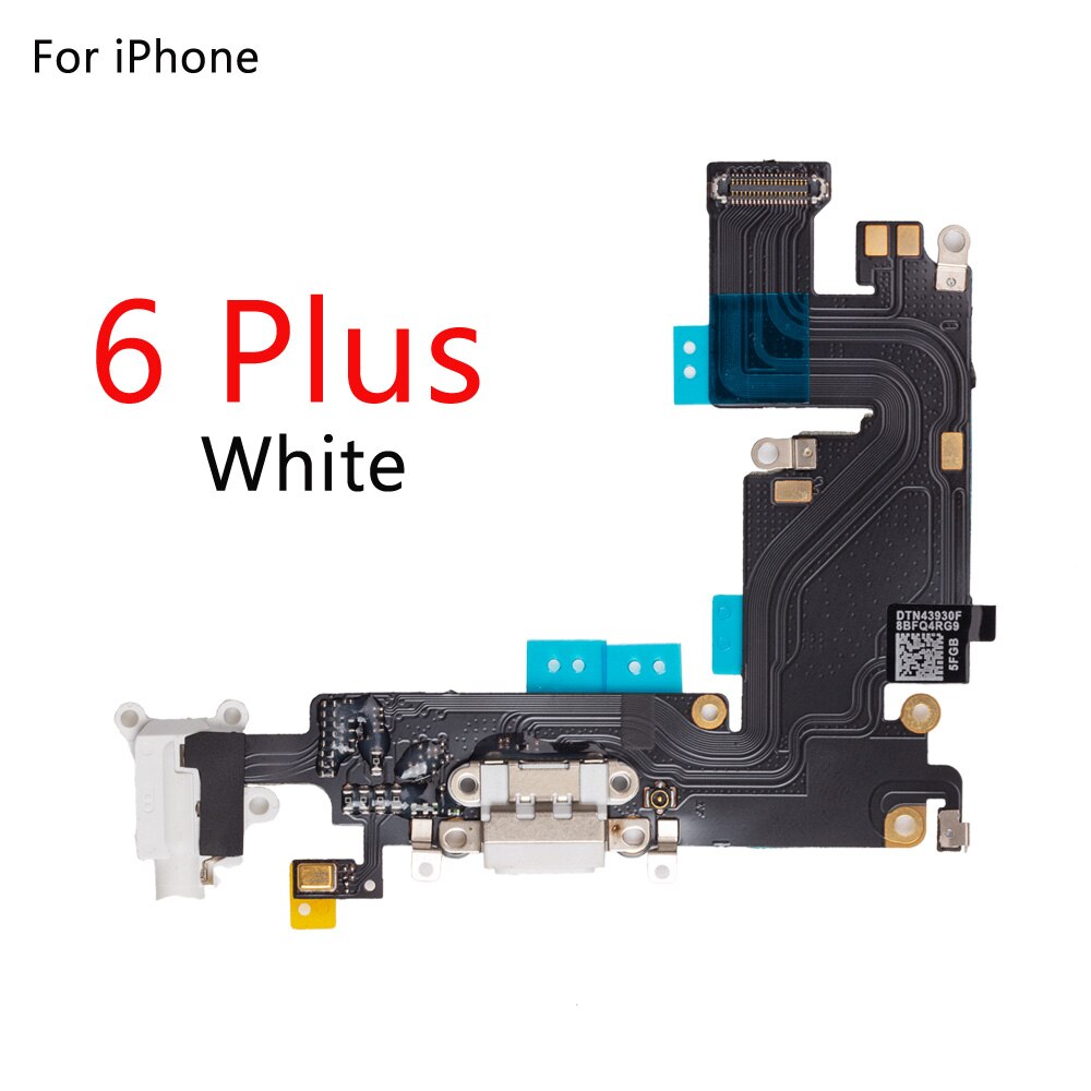 Iphonelle 6g 6 6s plus 5g 5c 5s se latausportti telakointiliitin kuulokkeiden ääniliitäntä+ mikrofonin joustokaapelin vaihto: 6 plus valkoinen