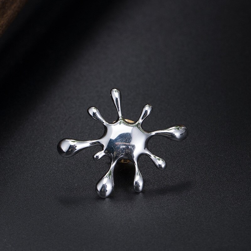 Leouerry Water Splash Brooch S925 Silver Temperament Vintage Brooches for Women Dress Badge Silver 925 Jewelry: Default Title