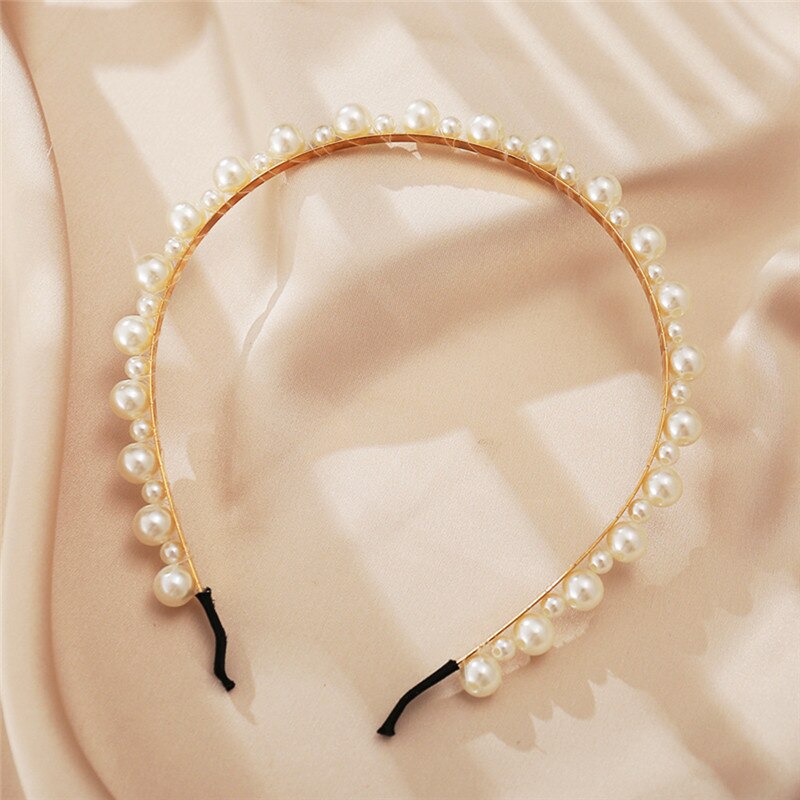 Nowe pełne perły proste kobiety Hairbands słodki pałąk uchwyt do włosów ozdoba opaska na głowę Lady eleganckie modne akcesoria do włosów: 70148
