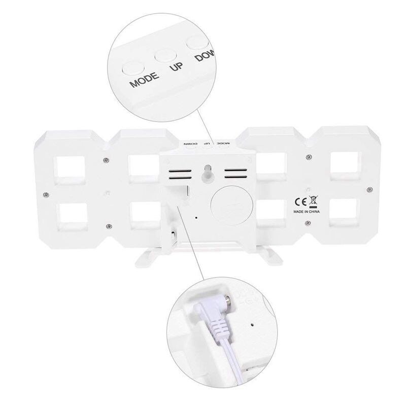 Multifunctional LED Clock Large LED Digital Wall Clock 12H / 24H Time Display with Alarm and Snooze Function Luminance Adjustabl