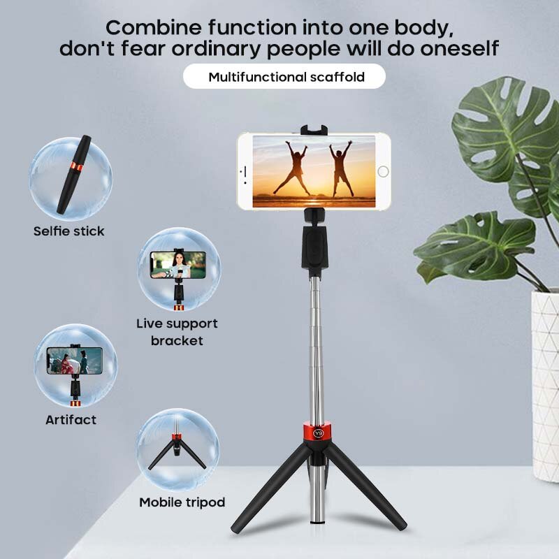 På lager trådløs bluetooth selfie stick med stativ 3- i -1 mini selfie stick foldbar bærbar telefonholder til xiaomi iphone