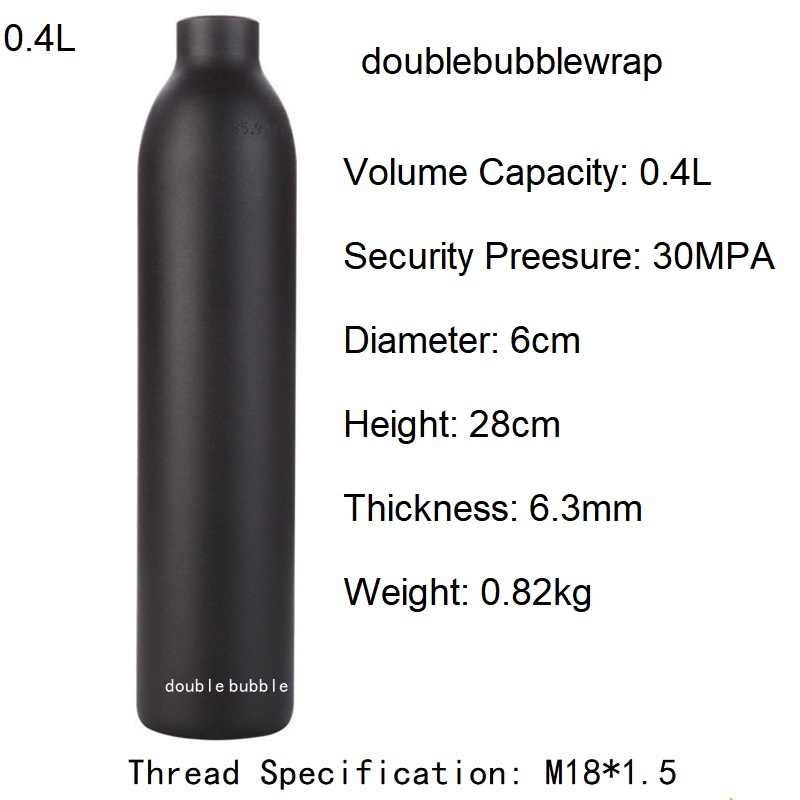 Tanque de botella de aluminio de 0,22l-0,5l, cilindro de tanque de 4500 PSI, planta de acuario de buceo, tanque de CO2, rosca de tanque de oxígeno de buceo M18 * 1,5