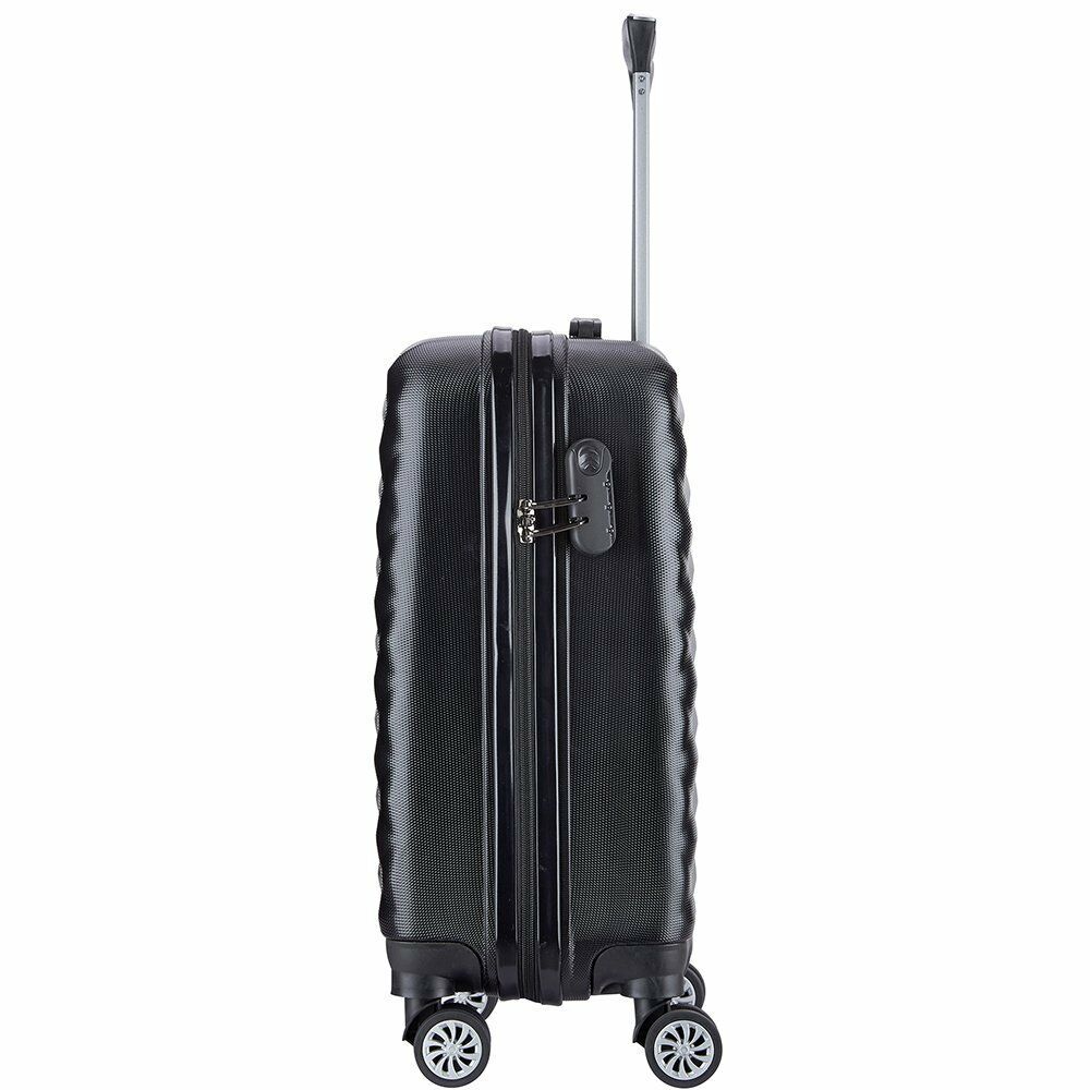 carrello rigido bagaglio a mano valigia voli viaggio 4 ruote 55x34x20 cm Nero