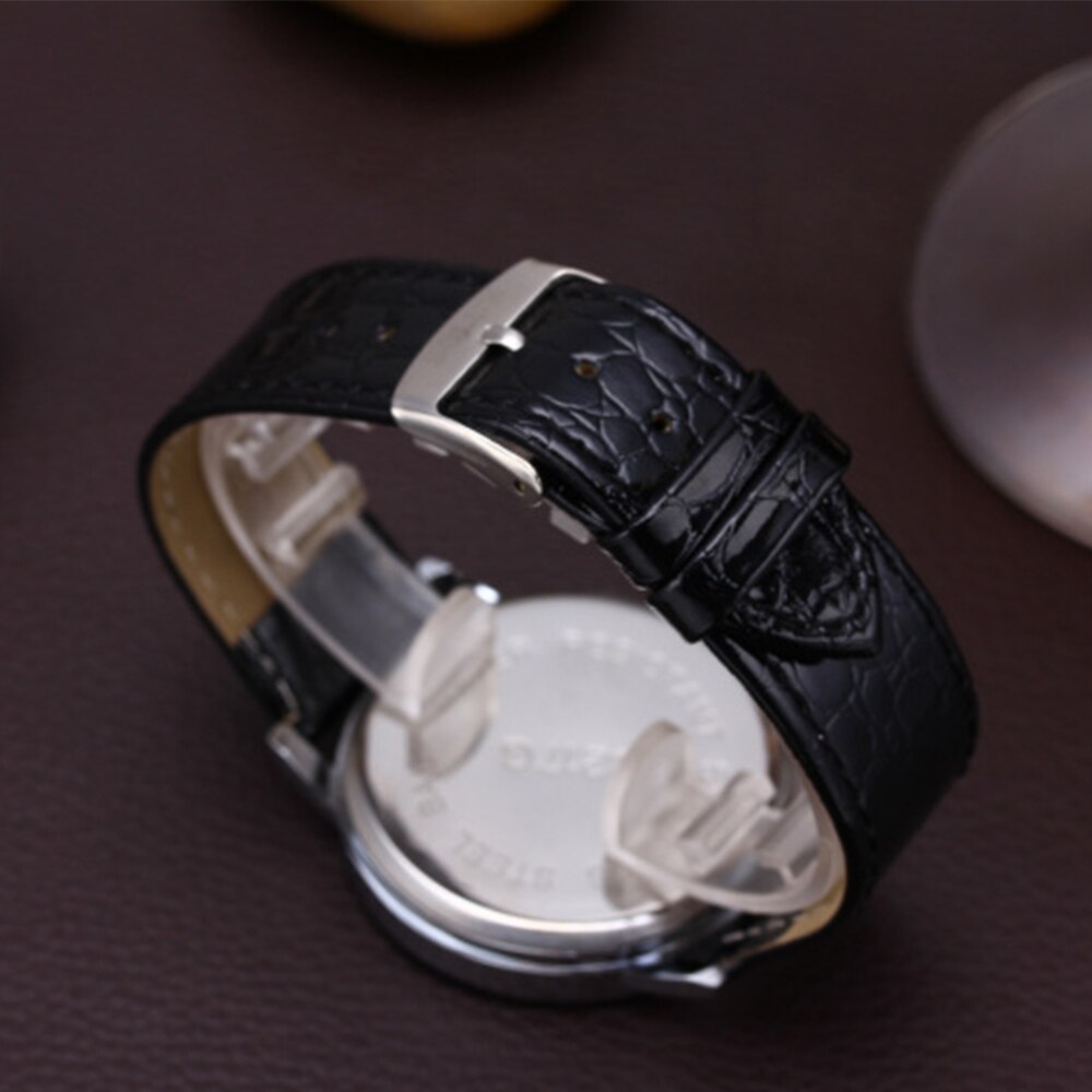 Reloj de pulsera de cuarzo con correa de cuero para hombre y mujer, cronógrafo informal con correa de acero inoxidable, Simple Unisex, de San Valentín,