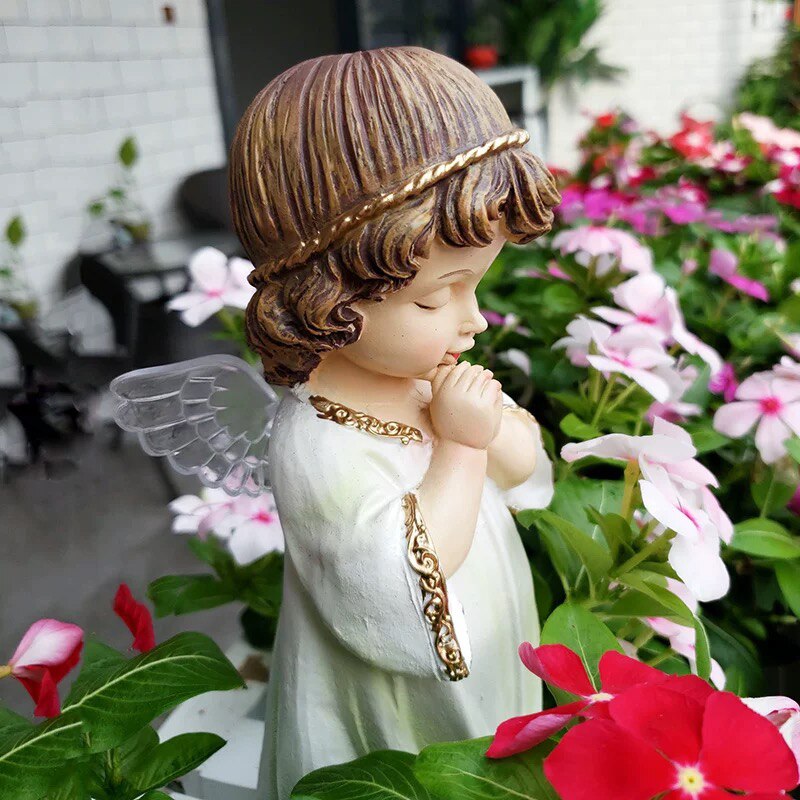 Hars Standbeeld Decoratie Amerikaanse Meisje Engel Pop Bidden Ornament Outdoor Tuin Decor Ambachten