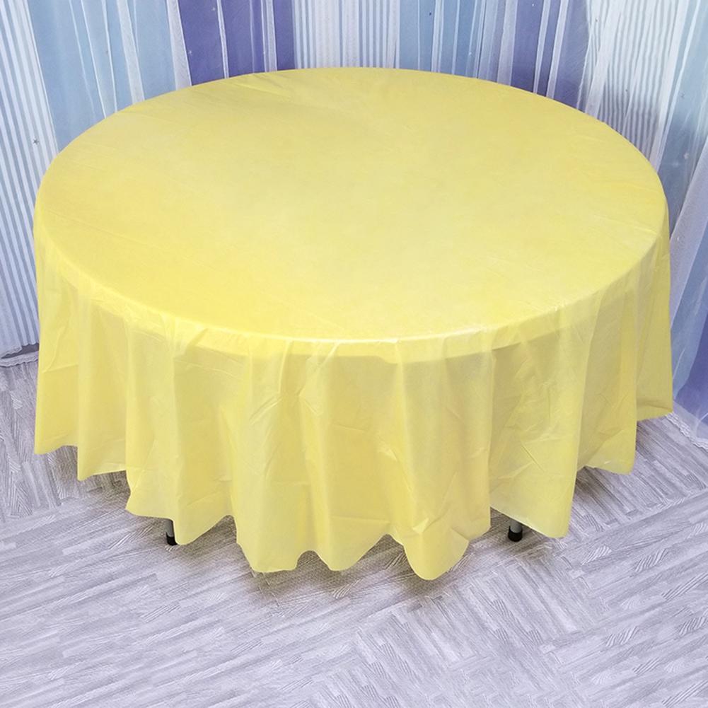 84 Inch Round Tablecloth Simple Disposable PE Waterproof Thicker Table Cover Fabric for Home