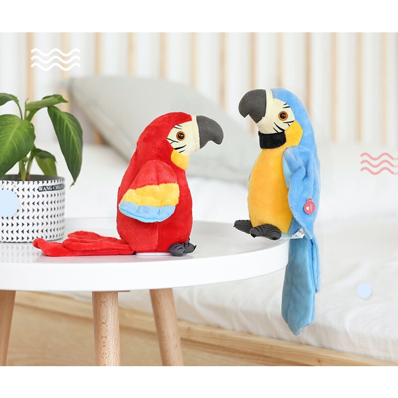 Praten Papegaai Pratende Papegaai Knuffel Elektronische Vogel Pet Talking Pluche Papegaai Voor Kinderen Vroege Onderwijs Speelgoed (Blauw)