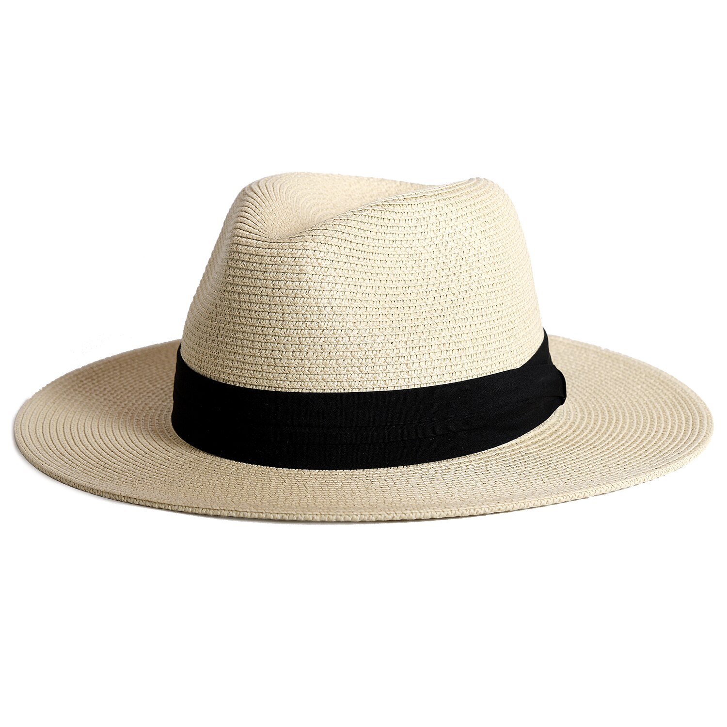 Furtalk Zomer Strooien Hoed Voor Mannen Vrouwen Zon Strand Hoed Mannen Jazz Panama Hoeden Fedora Brede Rand Zon Bescherming Cap met Lederen Riem: beige / L
