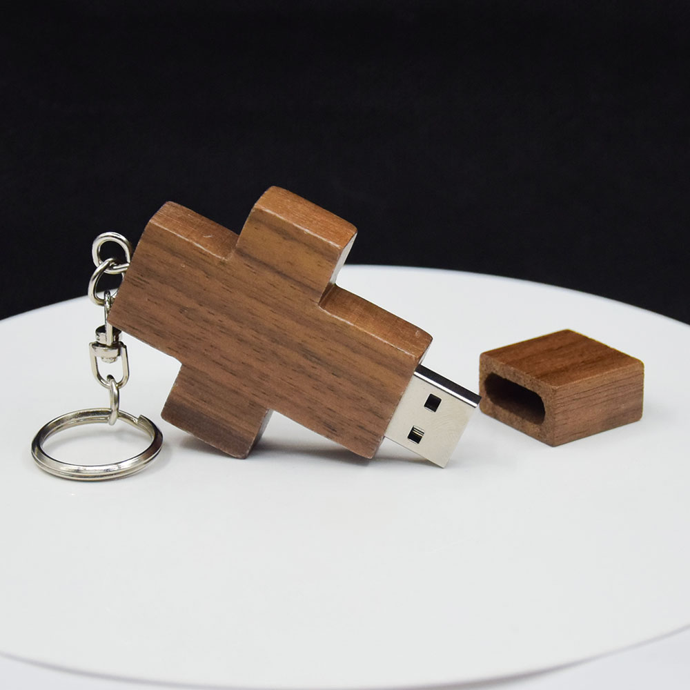 USB (gratis logo) creatief houten kruis Christian usb 2.0 flash drive 4GB 8GB 16GB 32GB 64GB pen drive memory stick Flash Disk