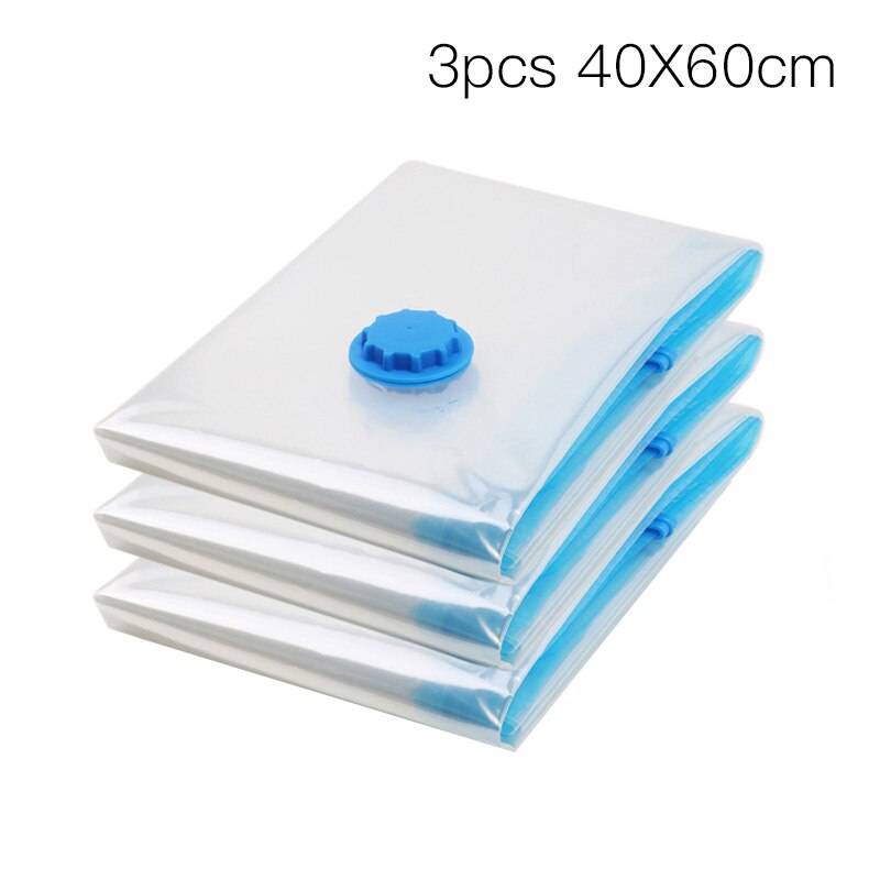 3Pcs Vacuüm Zakken Voor Kleding Opbergtas Met Klep Transparante Grens Opvouwbare Gecomprimeerd Organizer Ruimtebesparend Seal Packet: 3pcs-40X60cm