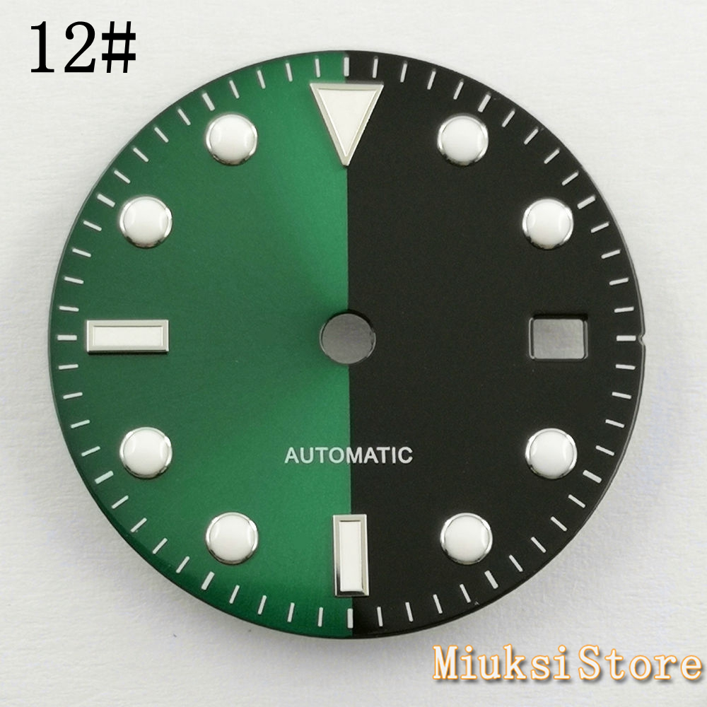 28.5mm sterile dial luminous watch dial fit ETA 2836 2824 Mingzhu DG2813/3804 Miyota 8205/8215/821A movement: 12