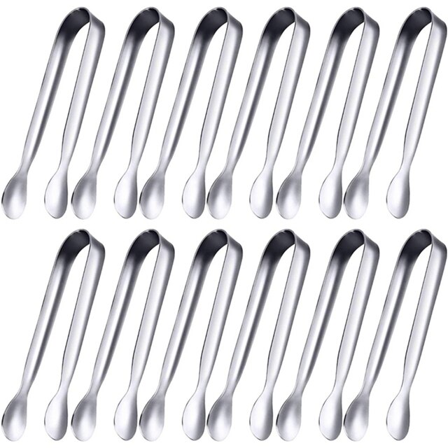 Mini pince à sucre en acier inoxydable, 12 pièces, pince à glace, petite pince de cuisine pour thé, café, Bar, cuisine: Argent