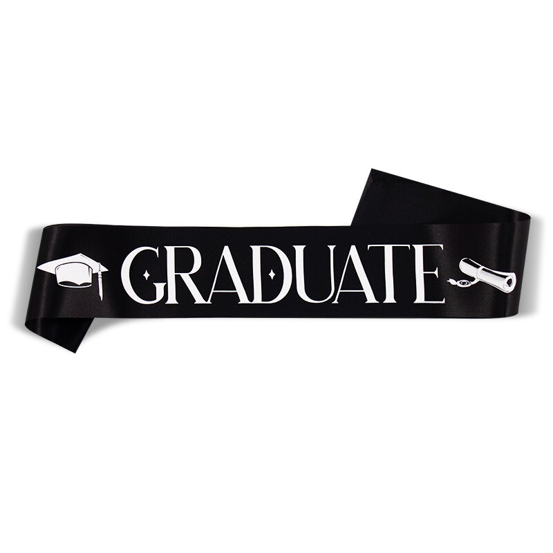 】I Graduated Sash Graduate Sash Graduation Party Decoration Photo Booth Props: Black (B)