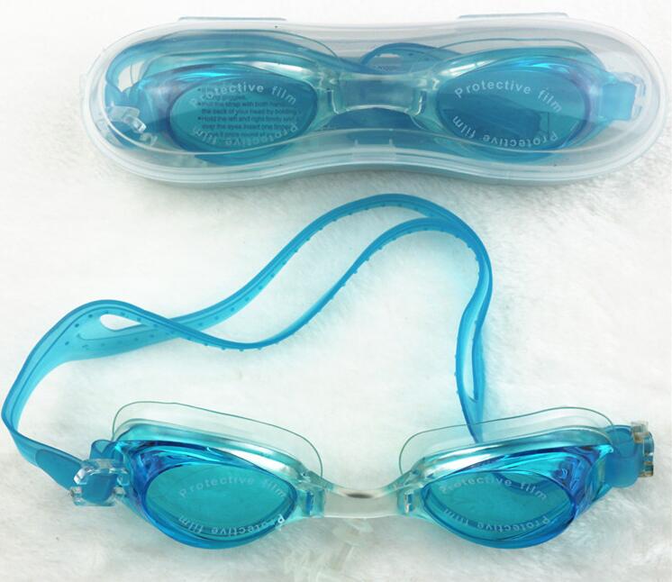 Lunettes de natation imperméables UV sécurité professionnelle enfants adultes lunettes Anti-buée avec bouchons d'oreille enfants bébé lunettes de natation: Light blue