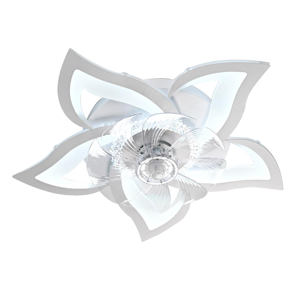 IRALAN-ventilador de techo con luces, lámpara moderna con forma de flor regulable, Control remoto/aplicación, temporizador, 6 velocidades: Blanco