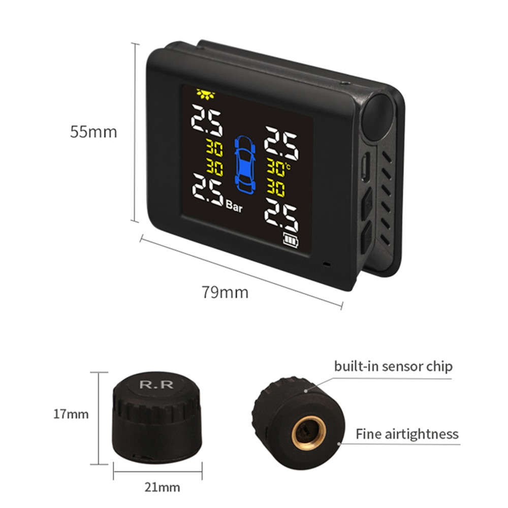 Folding Wireless Tire Pressure Monitoring Alarm System TPMS for Hyundai For KIA Universal Digital Solar-Powered Car TPMS