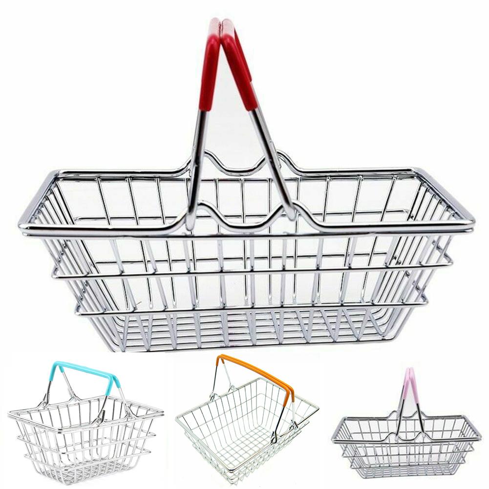 Children Miniature Metal Supermarket Shopping Carts Basket Early Learning toys Pretend Role Play Toys for girl dolls