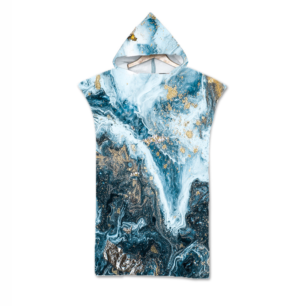 Fluss Gold aufbringen Mikrofaser Gedruckt Mit Kapuze Strand Schlecht Handtuch Für Erwachsene freundlicher Schnell Trocken Schwimmen Schwimmbad Poncho Mantel Bademantel