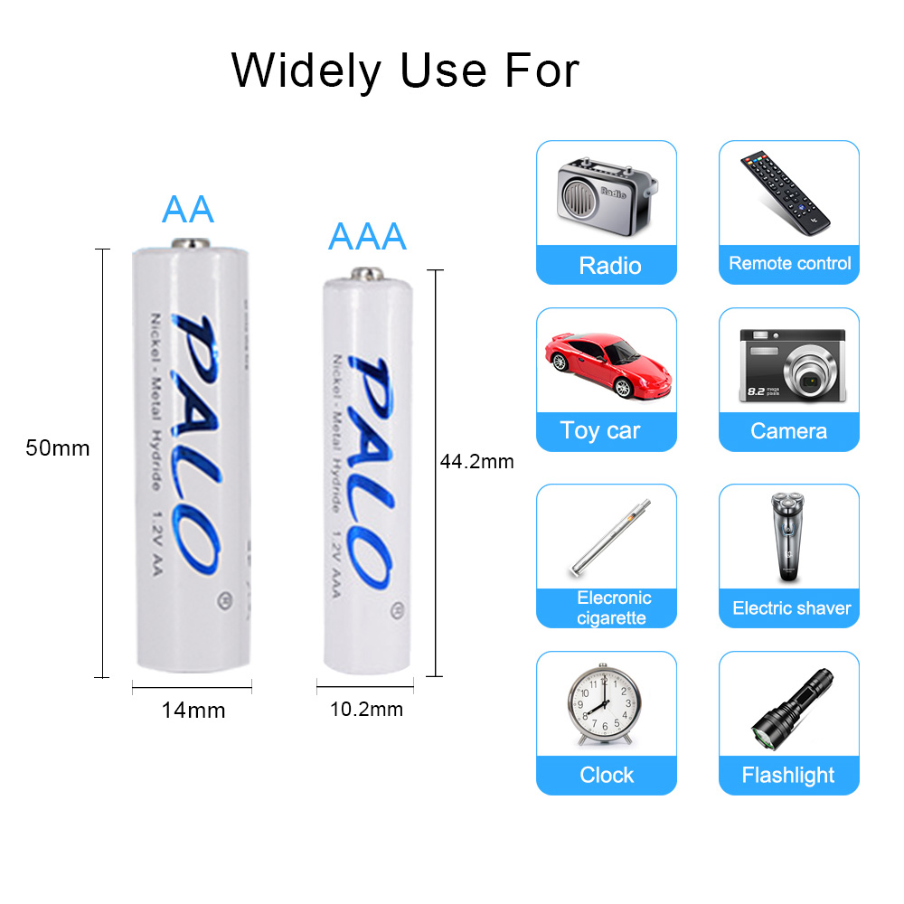 1.2V AA AAA NIMH Baterías Recargables 2A 3A + 8 Ranuras USB-C Cargador de Batería Rápido Con cable para juguetes linterna Ratón Mando a Distancia