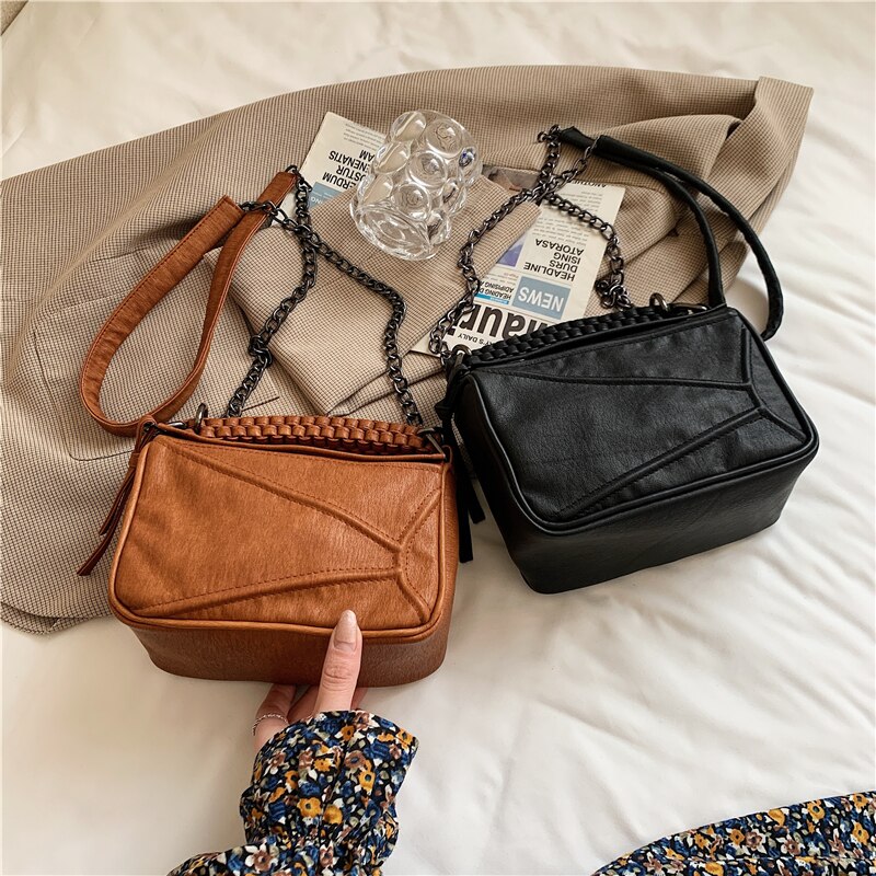 Cadena Vintage de cuero PU para mujer, bolsos de hombro tipo bandolera, de viaje, pequeño,