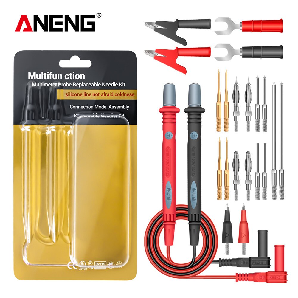 1000V 22In 1 Silicone Digital Multimeter Test Lead Multi-function leads Test Cable SMD SMT Needle Tip for FLUKE for Vichy: with packaing