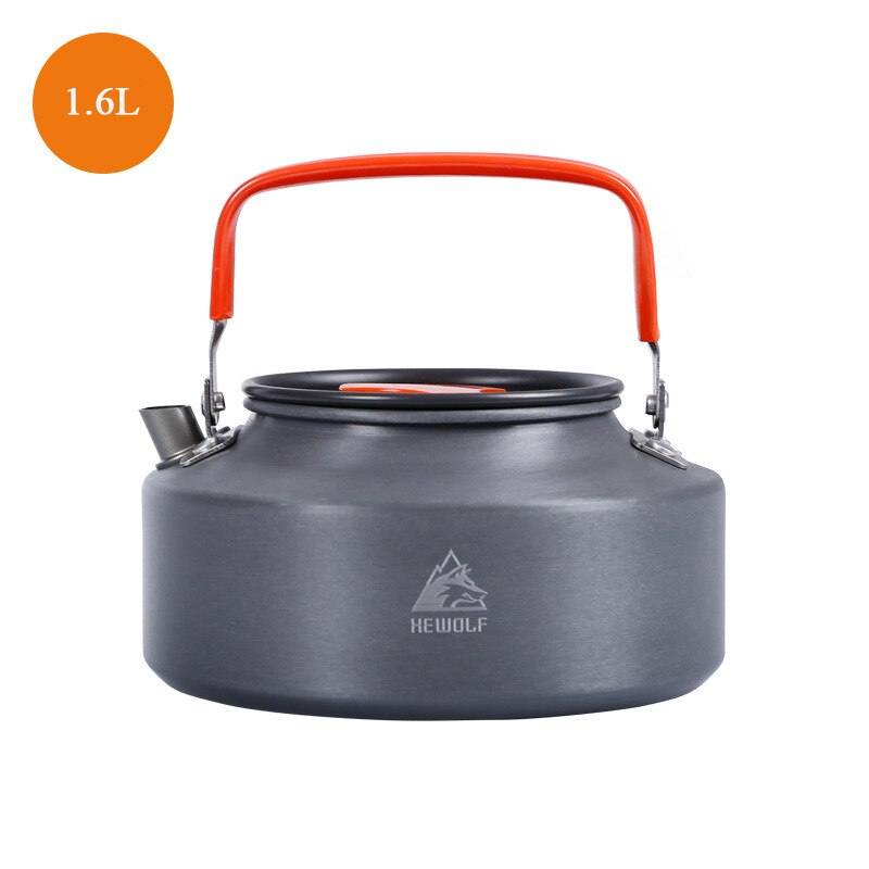 Hewolf Portatile in Lega di Alluminio Bollitore Pentola di Acqua Teiera Caffettiera Stoviglie Pentolame E Utensili per Cucinare tutto'aperto Escursione di Campeggio di picnic: grigio 1.6L