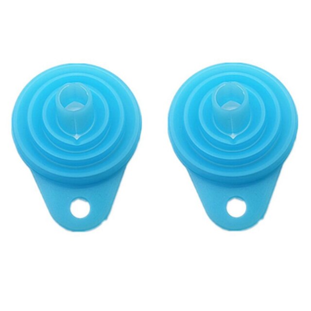 2Pcs Siliconen Vouwen Telescopische Lange Nek Trechter Creatieve Huishoudelijke Vloeibare Doseren Mini Trechter Keuken Gereedschap Opvouwbare: 2pcs Blue