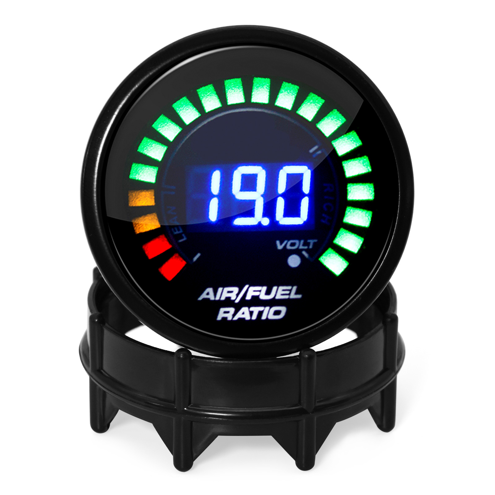 Medidor de relación aire-combustible de 52 mm Pantalla digital AFR Sensor de oxígeno O2 de banda estrecha 0258006028 Medidor de coche ahumado para coche de gasolina 12V