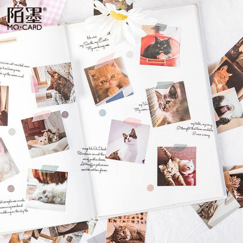 45Pcs/set Lovely Cat Pet Animal Stickers Decorative Sticker Diary Stationery Album Sticker Flakes Scrapbooking