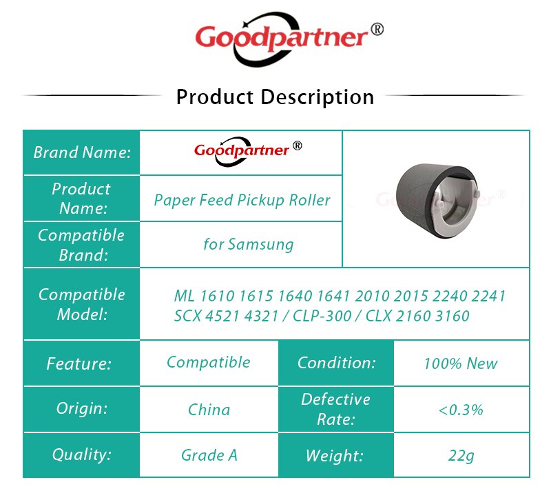5X ML1640 2240 CLX2160 CLP300 Pickup Roller voor Samsung CLP 300 ML 1640 1610 1615 1641 CLX 2160 CLP-300 phaser 3117