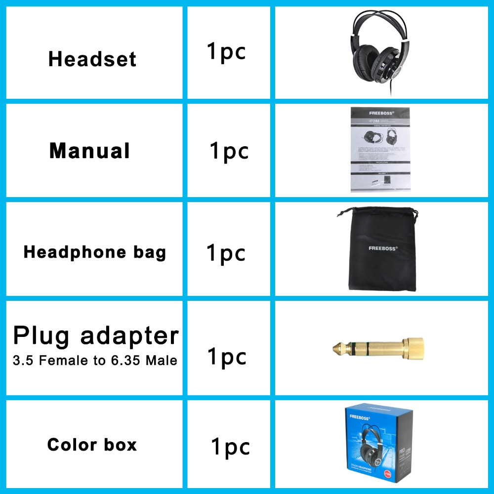 FREEBOSS HP288 Hifi-hoofdtelefoon Semi-Open Over-ear 3.5 6.3 plug Verstelbare en Licht Gewicht Hoofdband HiFi Headset hoofdtelefoon