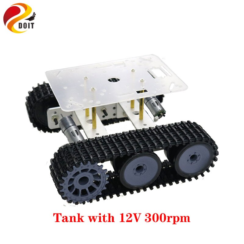 Diy Metalen Tank Chassis Mini TP100 Smart Crawler Robot Platform Hoge Koppel Motor Met Encoder Gratis Acryl Panel Voor Arduino/Uno: tank with 12V 300rpm