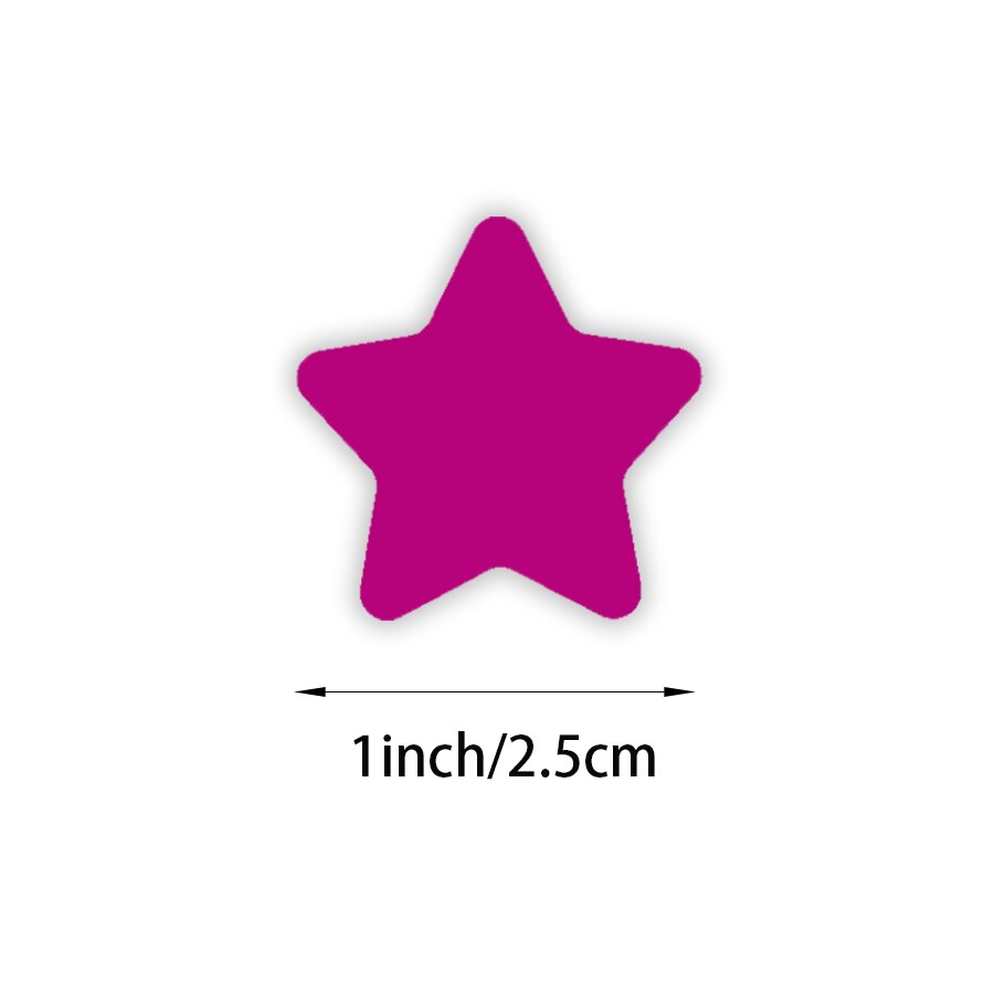 Rouleau d'autocollants étoiles à cinq points, 500 pièces, différentes couleurs, étiquette de récompense pour enfants, papeterie faite à la main, DIY bricolage: DarkMagenta