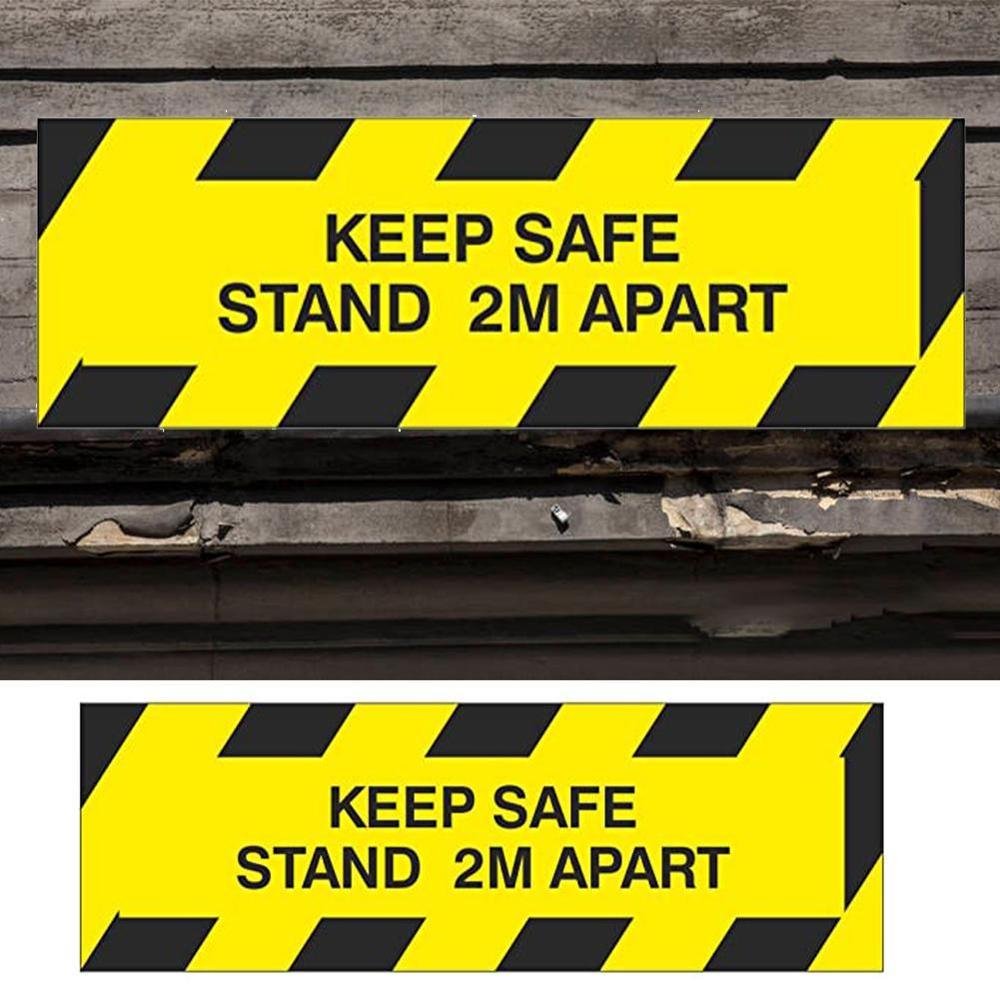 Social Distancing Safety Sign Public Area Stand Here Up Floor Crowd Banks stickers Floor Control Decals Rectangle Line Queu I2N2