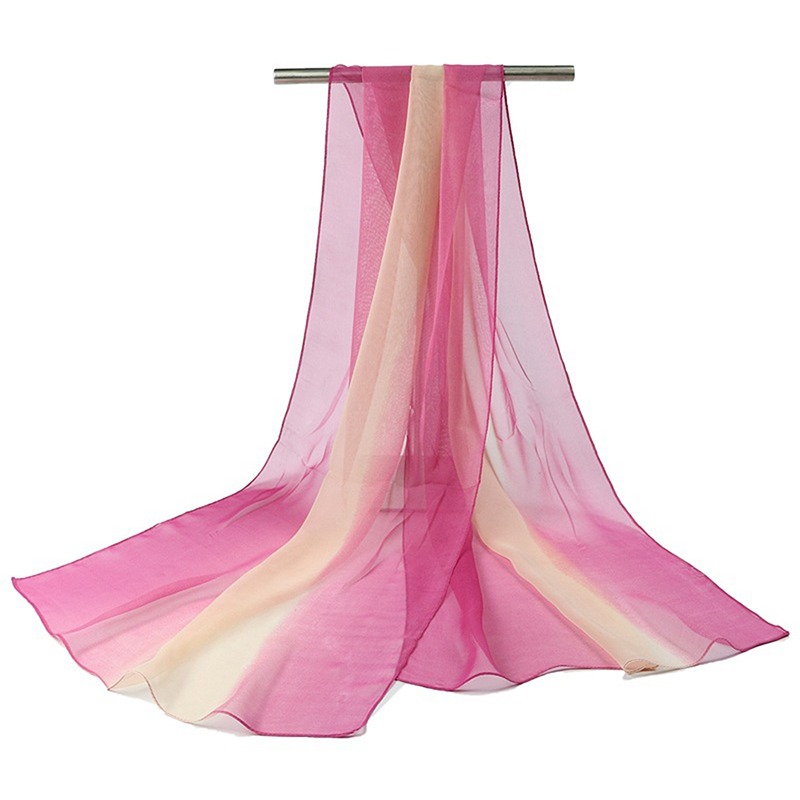 160*50cm Farbverlauf Chiffon Schal Damen lange Wickel und Schals Dame Frühling Herbst Schals Bandana Hijab gestohlen: Schwarz