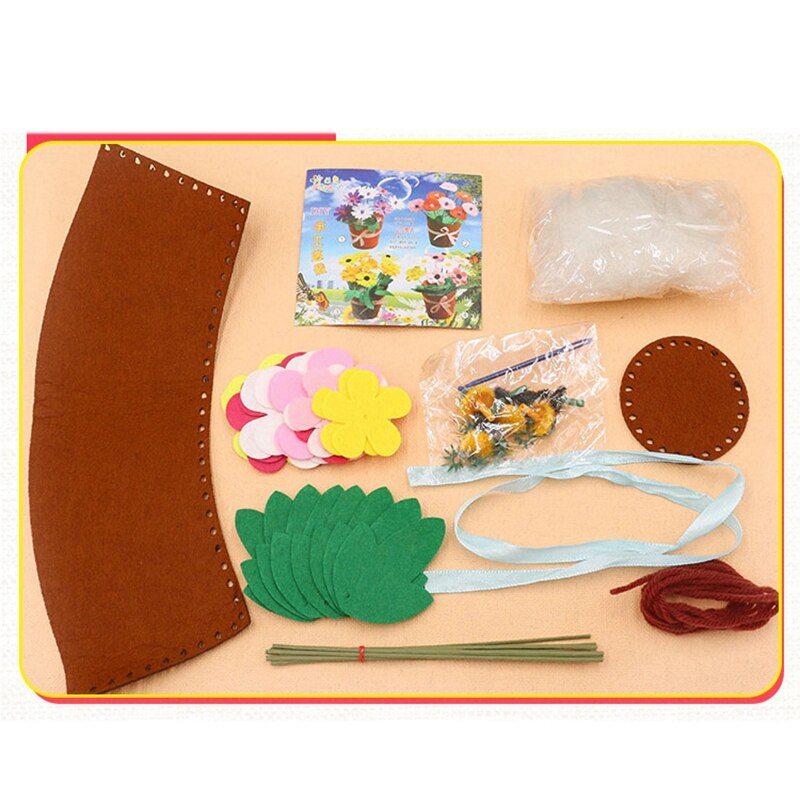 Non-Woven Potted Plants Without Cutting Flower Pots Children Diy Handmade Flowers Making Carnation Material Package