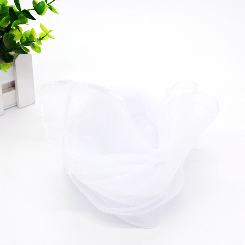 Fille Performance petits foulards danse foulards Imitation de soie petits carrés Candycolor couleur unie belle écharpe: WHITE