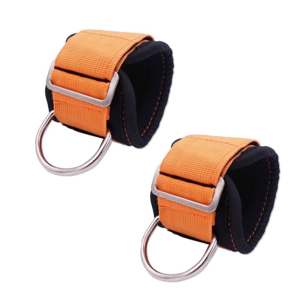 1Pair D-Ring Ankle Strap Attachment for Cable Machines Resistance Training Ankle Cuffs for Legs Abs Glute Exercises: Orange