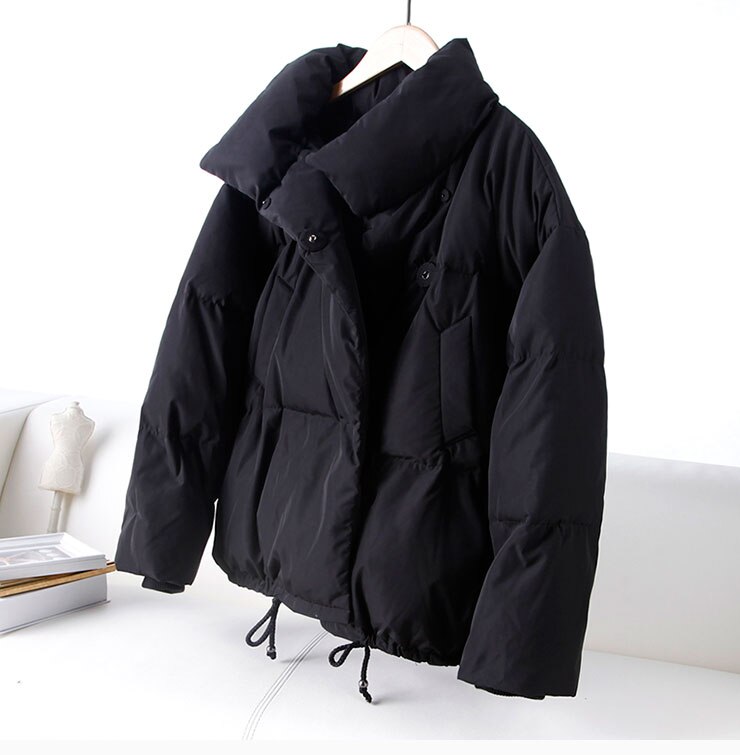 Yvyvlolo høst vinter jakke dame frakk kvinne stativ vinterjakke dame parka varm casual plus size overtrekk: Svart / S